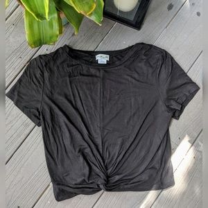 Black Twist-Knot Crop Top